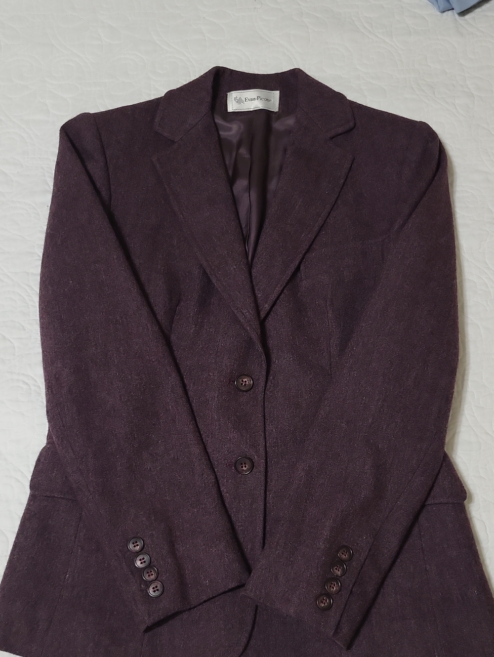 Evan Picone Dark Plum Single-Breasted Blazer